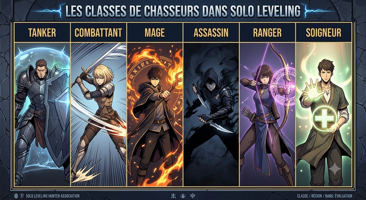 The hunter classes in Solo Leveling